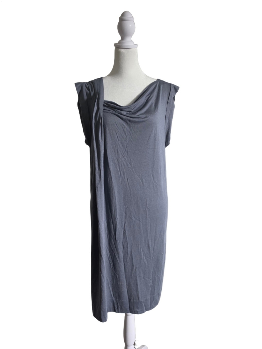 Ann Taylor Grey Sleeveless Draped Midi Dress Size L